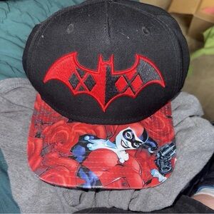 Black and Red Batman Cap with Graphic Brim